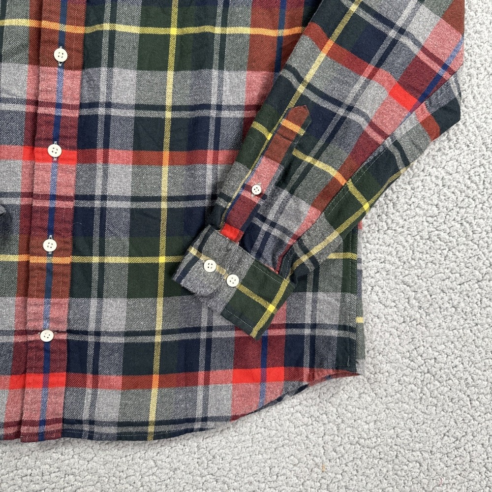 Johnnie-O Hangin Out Flannel Shirt Men Large Multicolor Tartan Plaid Embroidered - Picture 15 of 16